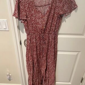 Elegant Red Polka Dot Dress